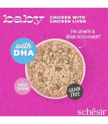 SCHESIR Baby Chicken with liver in broth - wet food for kittens - 70g