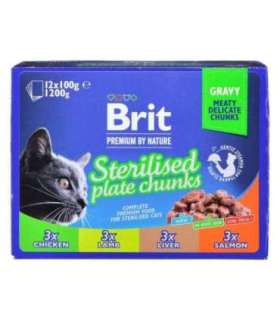 BRIT Premium Cat Sterilised Plate - wet cat food - 12x100g