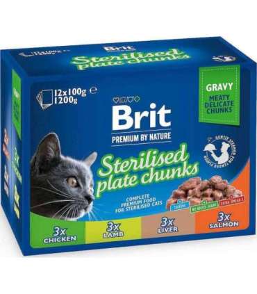 BRIT Premium Cat Sterilised Plate - wet cat food - 12x100g
