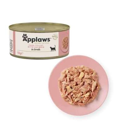 APPLAWS Tuna fillet with salmon in broth - wet cat food - 156g