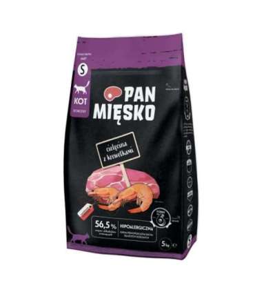 PAN MIĘSKO Veal with Shrimps Small - dry cat food - 5 kg