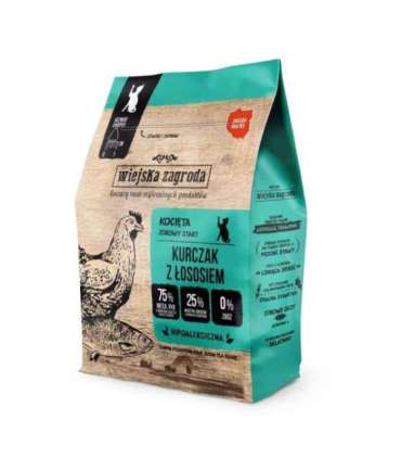 WIEJSKA ZAGRODA Chicken with salmon - dry cat food - 400g
