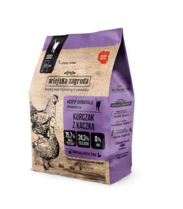 WIEJSKA ZAGRODA Chicken with duck - dry cat food - 400g