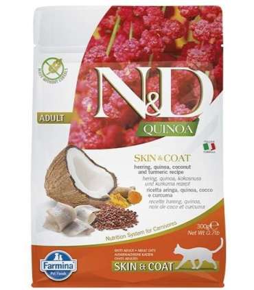 FARMINA N&D Quinoa Skin&Coat Cat Herring and Coconut Adult - dry cat food - 300 g
