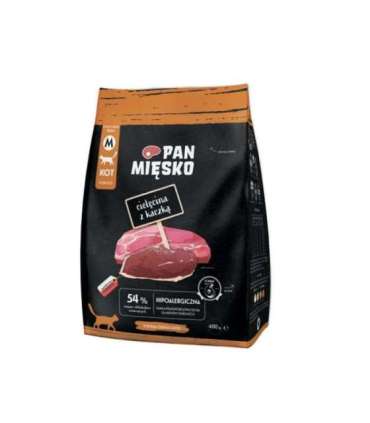 PAN MIĘSKO Veal with duck M - dry cat food - 400g