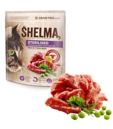 SHELMA Sterilised Rich in beef - dry cat food - 750g