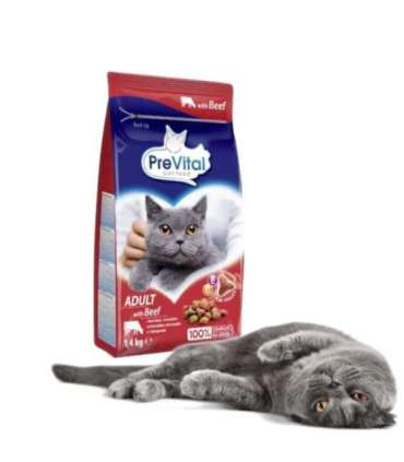 PREVITAL Cat Food Adult with Beef - Dry Cat Food - 1.4 kg