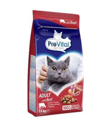 PREVITAL Cat Food Adult with Beef - Dry Cat Food - 1.4 kg