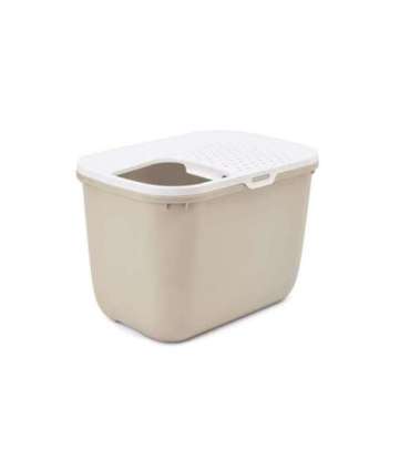 SAVIC HOP Coffee Brown with White Lid – Cat Litter Tray – 58.5x39x39.5 cm – 1 pc.