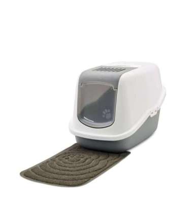 SAVIC Nestor White-Grey - Covered Cat Litter Box - 56x39x38.5 cm - 1 pc