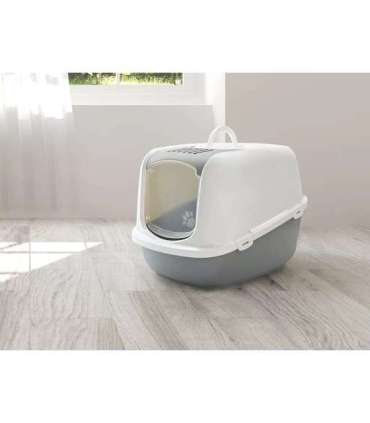 SAVIC Nestor Jumbo White-Grey – covered cat litter box – 66.5x48.5x46.5 cm – 1 pc.