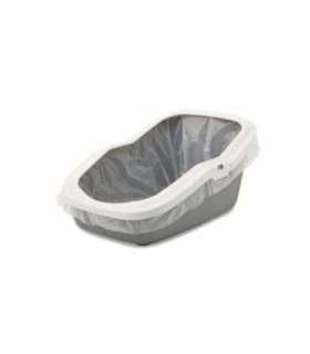 SAVIC ASEO Grey with White Rim - Open Cat Litter Tray - 56x39x27.5 cm - 1 pc.