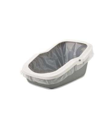 SAVIC ASEO Grey with White Rim - Open Cat Litter Tray - 56x39x27.5 cm - 1 pc.