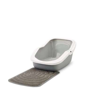 SAVIC ASEO Grey with White Rim - Open Cat Litter Tray - 56x39x27.5 cm - 1 pc.