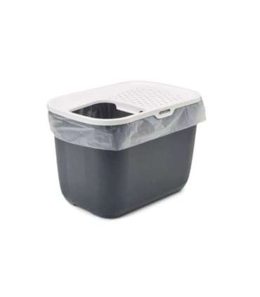 SAVIC HOP Anthracite with White Lid – Cat Litter Tray – 58.5x39x39.5 cm – 1 pc.