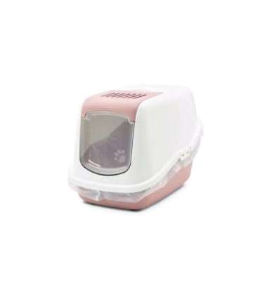 SAVIC Nestor White-Pink - Covered Cat Litter Box - 56x39x38.5 cm - 1 pc