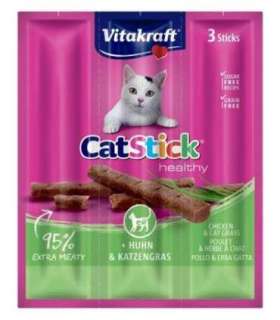 VITAKRAFT CatStick Mini Chicken with grass - cat treats - 3 pcs