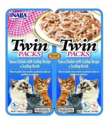 INABA CAT Twin Tuna with Chicken and Scallops in Broth – cat treat – 2x40g