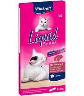 VITAKRAFT Liquid Snack Liver with biotin - a treat for cats - 6x15g