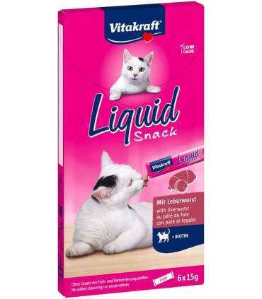 VITAKRAFT Liquid Snack Liver with biotin - a treat for cats - 6x15g