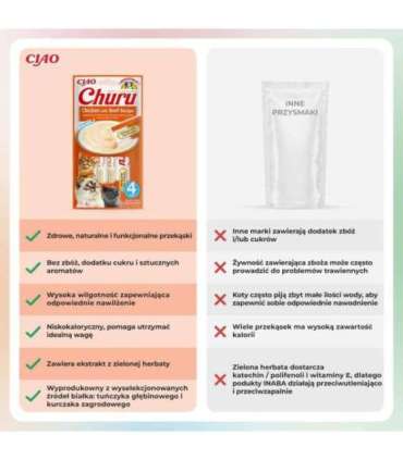 INABA Churu Chicken with Beef Recipe - cat treats - 4x14 g