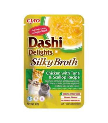 INABA CAT Dashi Delights Silky Broth Chicken with Tuna & Scallop - cat treat - 40g