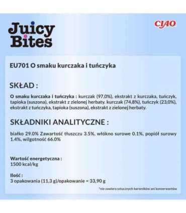 INABA Juicy Bites Chicken and tuna - cat treats - 3 x 11g