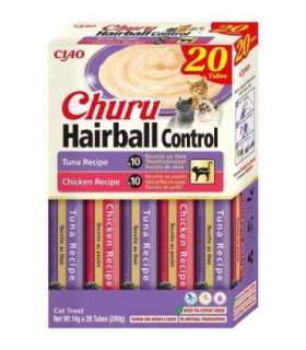INABA Churu Hairball control Tuna and chicken recipe - cat treats - 20x14g