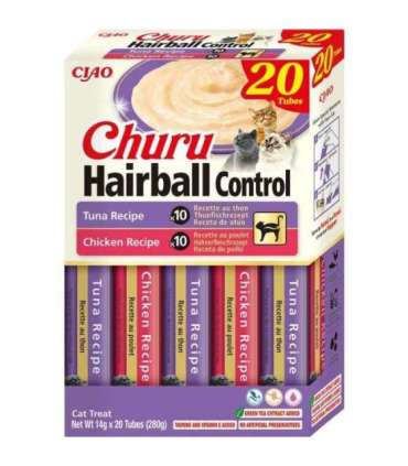 INABA Churu Hairball control Tuna and chicken recipe - cat treats - 20x14g