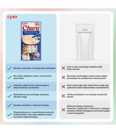 INABA Churu Tuna with Beef Recipe - cat treats - 4x14 g