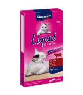 VITAKRAFT Cat Liquid-Snack with beef - cat treats - 6 x 15g