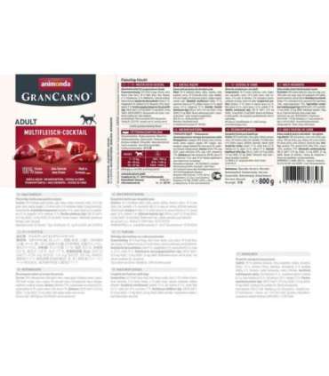 animonda GranCarno multi meat cocktail Beef, Chicken, Game, Heart, Turkey Adult 800 g