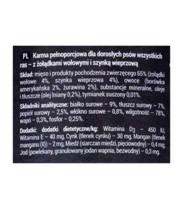 Dolina Noteci Rafi beef stomachs with ham - wet dog food - 400g