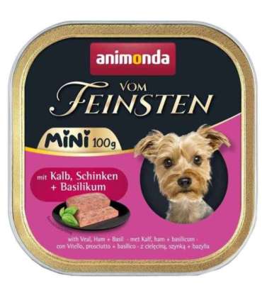 ANIMONDA Vom Feinsten Adult Mini Veal, ham and basil - wet dog food - 100g