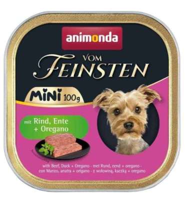 ANIMONDA Vom Feinsten Adult Mini Beef, duck and oregano - wet dog food - 100g