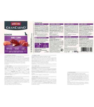 ANIMONDA GranCarno Senior Beef and lamb - wet dog food - 800g