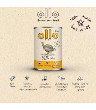 OLLO Pure Turkey - wet dog food - 850g