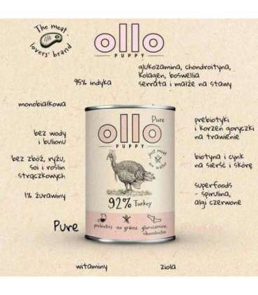 OLLO Puppy Pure Turkey - wet dog food - 400 g