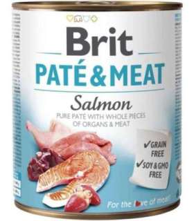 BRIT Paté & Meat with Salmon - wet dog food - 800g