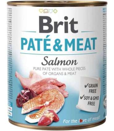 BRIT Paté & Meat with Salmon - wet dog food - 800g