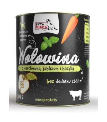 SYTA MICHA Beef with carrot, apple and basil - wet dog food - 800g