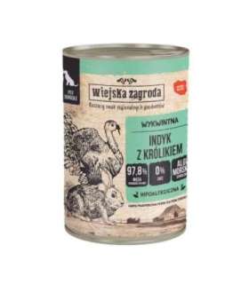 WIEJSKA ZAGRODA Turkey with rabbit - wet dog food - 400g