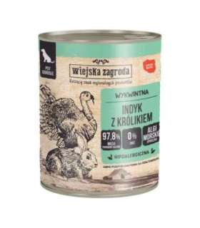 WIEJSKA ZAGRODA Turkey with rabbit - wet dog food - 800g