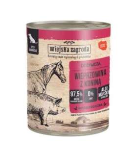 WIEJSKA ZAGRODA Pork with horse - wet dog food - 800g