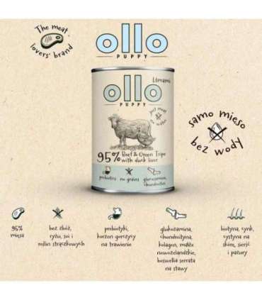 OLLO Puppy Umami Beef and Green Tripe with Duck Liver - wet dog food - 400g