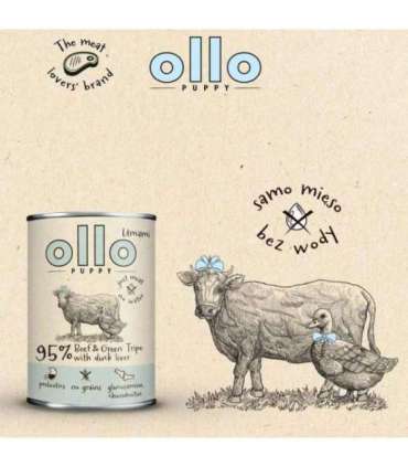 OLLO Puppy Umami Beef and Green Tripe with Duck Liver - wet dog food - 400g