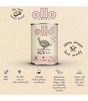 OLLO Puppy Pure Turkey - wet dog food - 850 g