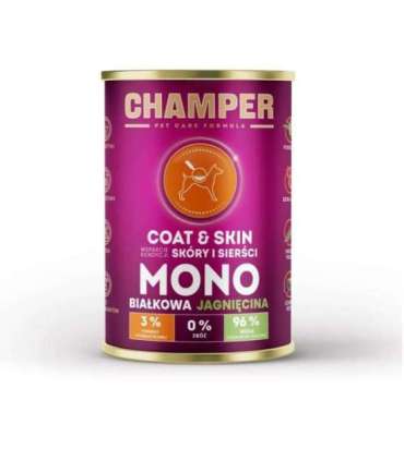 CHAMPER Coat & Skin Monoprotein Lamb - wet dog food - 400g