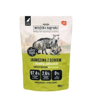 WIEJSKA ZAGRODA Lamb with wild boar - wet dog food - 500g