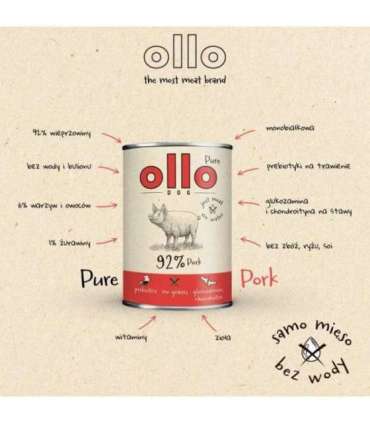 OLLO Pure Pork - wet dog food - 850g